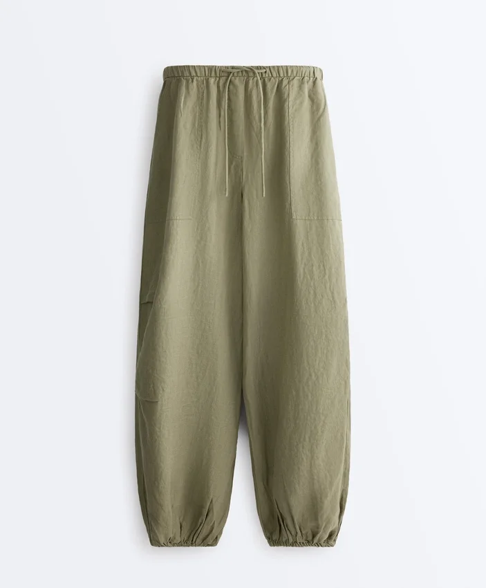 100% lněné kalhoty typu cargo bloomer 100% lněné kalhoty typu cargo bloomer