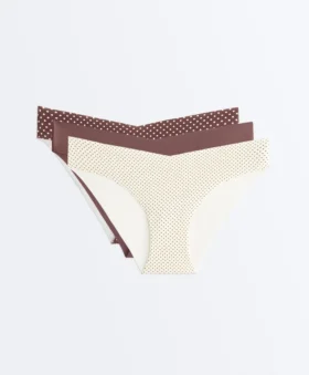 3 neviditelné klasické Bikiny s výstřihem do V z laserem řezané směsi polyamidu