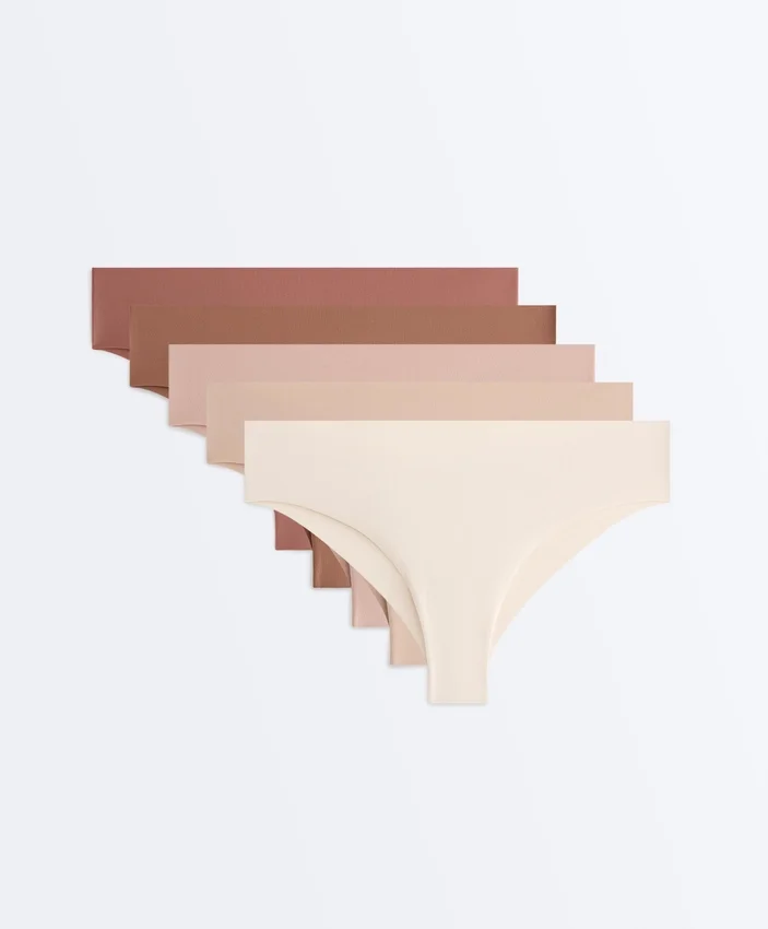 5 neviditelných brazilských kalhotek z polyamidové směsi Pantone™ 5 neviditelných brazilských kalhotek z polyamidové směsi Pantone™