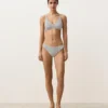 Žakárový bikini top s puntíky a zavázáním za krkem