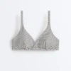 Žakárový bikini top s puntíky a zavázáním za krkem