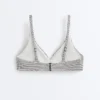 Žakárový bikini top s puntíky a zavázáním za krkem