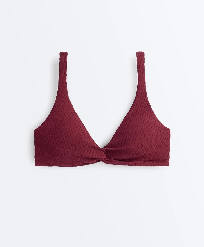 Bikiny s halterovým topem z žakárové látky s mini kostkovaným vzorem Bikiny s halterovým topem z žakárové látky s mini kostkovaným vzorem