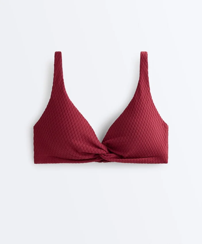 Bikiny s halterovým topem z žakárové látky s mini kostkovaným vzorem Bikiny s halterovým topem z žakárové látky s mini kostkovaným vzorem