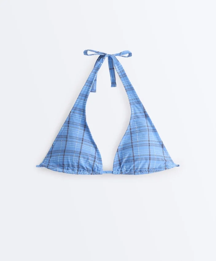 Bikiny s vázáním za krkem a kostkovaným vzorem Bikiny s vázáním za krkem a kostkovaným vzorem