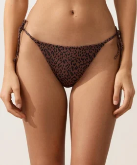 Bikiny se středním krytím a vázáním, s leopardím potiskem Bikiny se středním krytím a vázáním, s leopardím potiskem