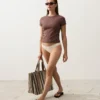 Bikiny se středním krytím, výstřihem do U a zvrásněnou látkou Bikiny se středním krytím, výstřihem do U a zvrásněnou látkou