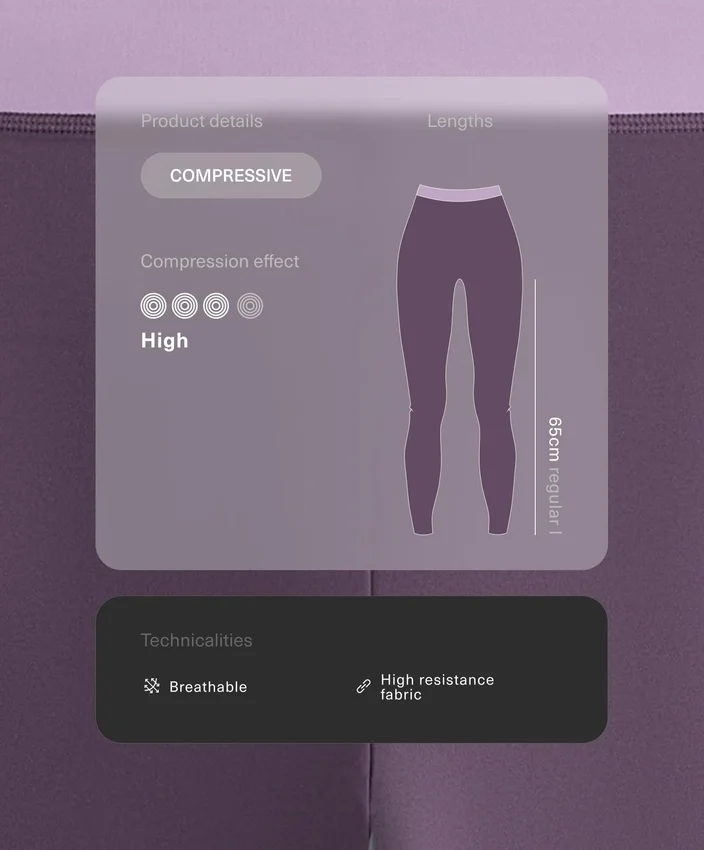 Compressive legíny s vysokým pasem a délkou 65 cm Compressive legíny s vysokým pasem a délkou 65 cm