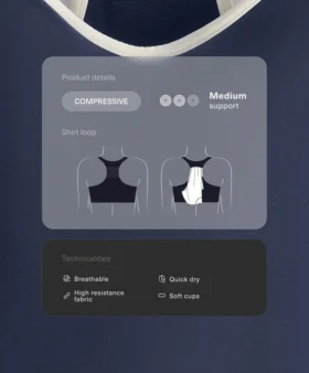 Compressive sportovní podprsenka se střední oporou a gumovými košíčky Compressive sportovní podprsenka se střední oporou a gumovými košíčky