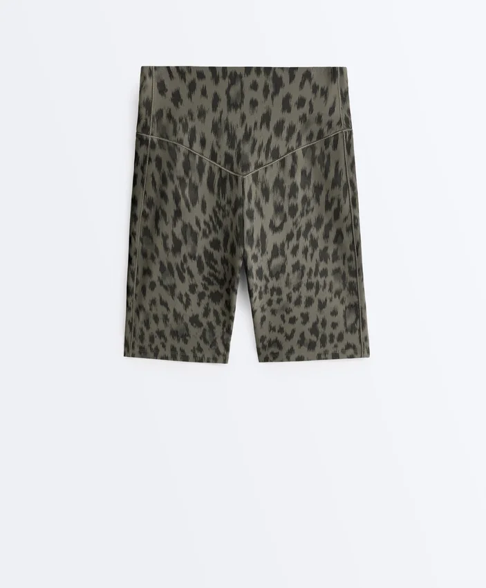 Cyklistické legíny Evermove s vysokým pasem 20 cm a leopardím potiskem Cyklistické legíny Evermove s vysokým pasem 20 cm a leopardím potiskem