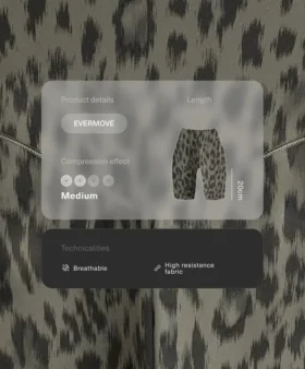 Cyklistické legíny Evermove s vysokým pasem 20 cm a leopardím potiskem