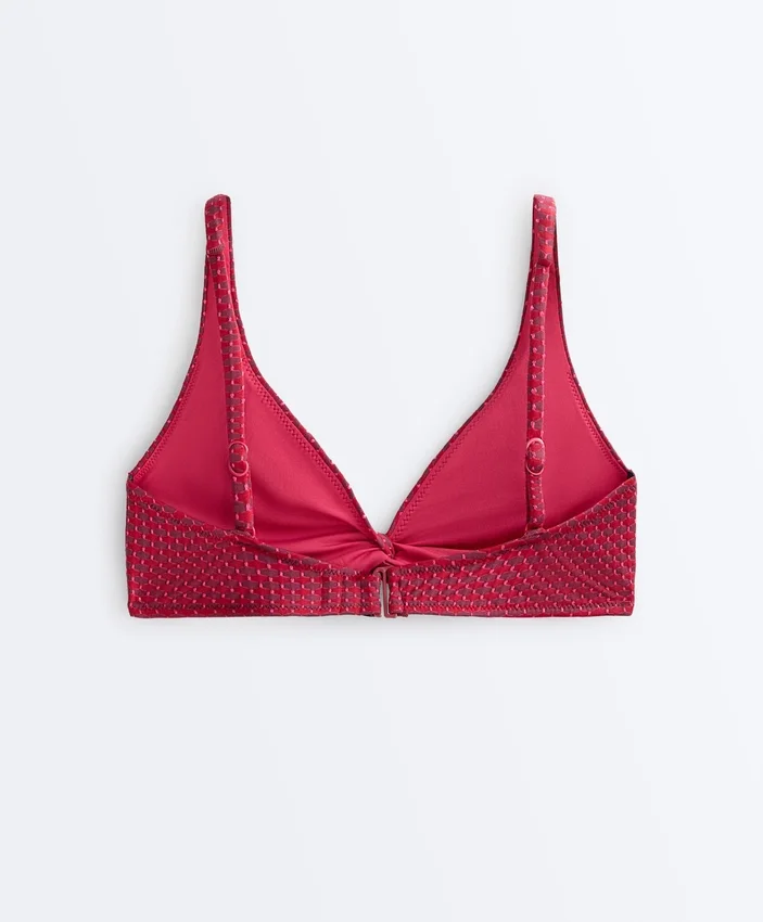 Geometrický žakárový bikini top s vázáním za krkem Geometrický žakárový bikini top s vázáním za krkem