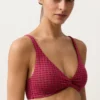 Geometrický žakárový bikini top s vázáním za krkem Geometrický žakárový bikini top s vázáním za krkem