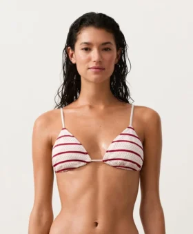 Háčkované pruhované trojúhelníkové topy pro bikiny