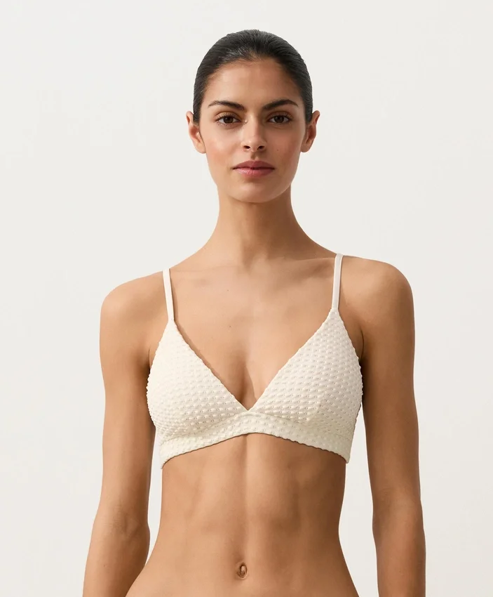 Háčkované trojúhelníkové bikiny s bublinkovou texturou Háčkované trojúhelníkové bikiny s bublinkovou texturou