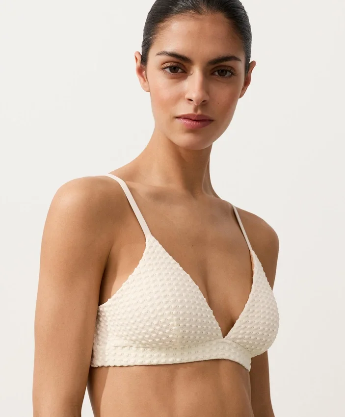 Háčkované trojúhelníkové bikiny s bublinkovou texturou Háčkované trojúhelníkové bikiny s bublinkovou texturou