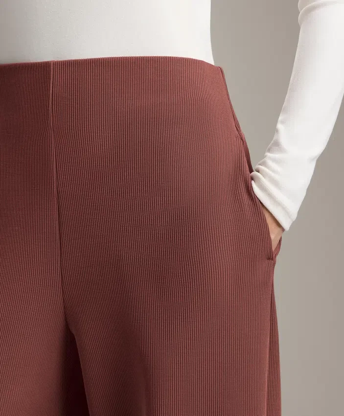 Kalhoty s vysokým pasem a žebrováním z materiálu Soft Touch Modal Kalhoty s vysokým pasem a žebrováním z materiálu Soft Touch Modal