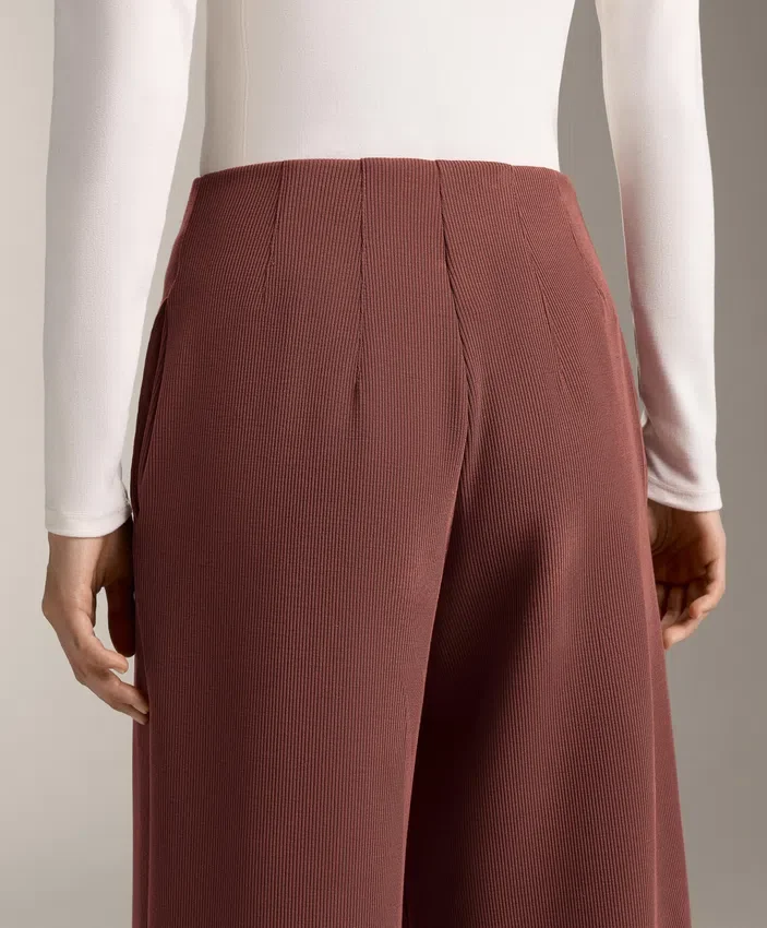 Kalhoty s vysokým pasem a žebrováním z materiálu Soft Touch Modal Kalhoty s vysokým pasem a žebrováním z materiálu Soft Touch Modal
