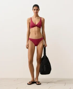 Geometrický žakárový bikini top s vázáním za krkem Geometrický žakárový bikini top s vázáním za krkem