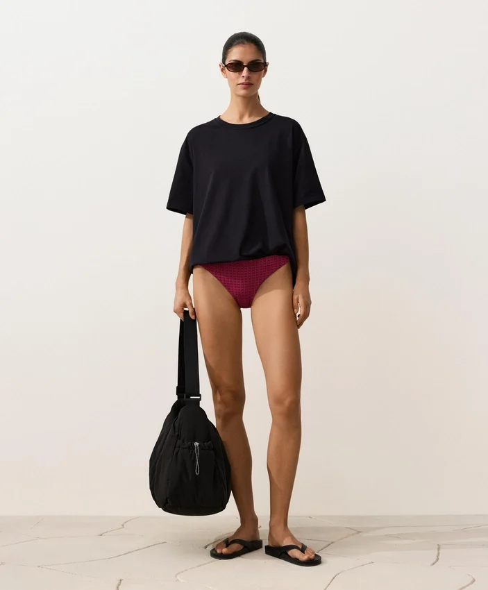 Klasické bikiny s geometrickým žakárovým vzorem v podobě kalhotek Klasické bikiny s geometrickým žakárovým vzorem v podobě kalhotek