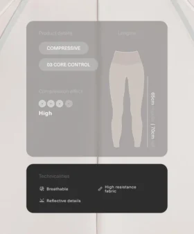 Legíny s vysokým pasem, Compressive Core Control, reflexní, po kotníky Legíny s vysokým pasem, Compressive Core Control, reflexní, po kotníky