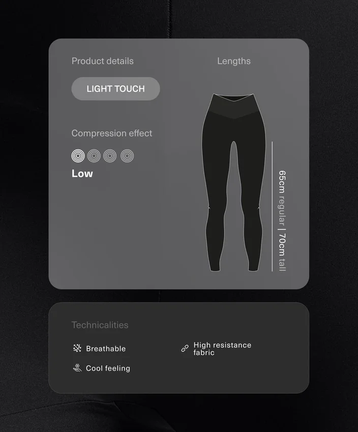 Legíny s vysokým pasem, délkou ke kotníkům a střihem Light Touch do V, 65 cm Legíny s vysokým pasem, délkou ke kotníkům a střihem Light Touch do V, 65 cm