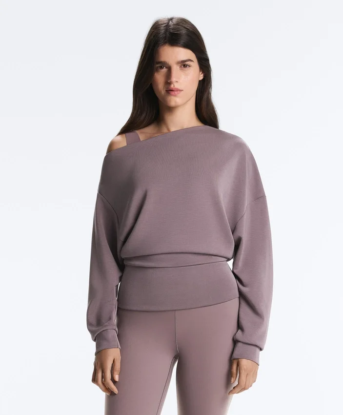 Mikina s asymetrickým výstřihem, nastavitelným pasem a Soft Touch modálem Mikina s asymetrickým výstřihem, nastavitelným pasem a Soft Touch modálem