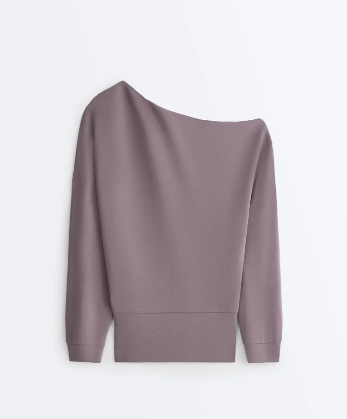 Mikina s asymetrickým výstřihem, nastavitelným pasem a Soft Touch modálem Mikina s asymetrickým výstřihem, nastavitelným pasem a Soft Touch modálem