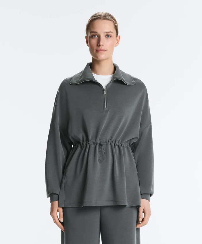 Mikina s polovičním zipem z materiálu Soft Touch modal Mikina s polovičním zipem z materiálu Soft Touch modal