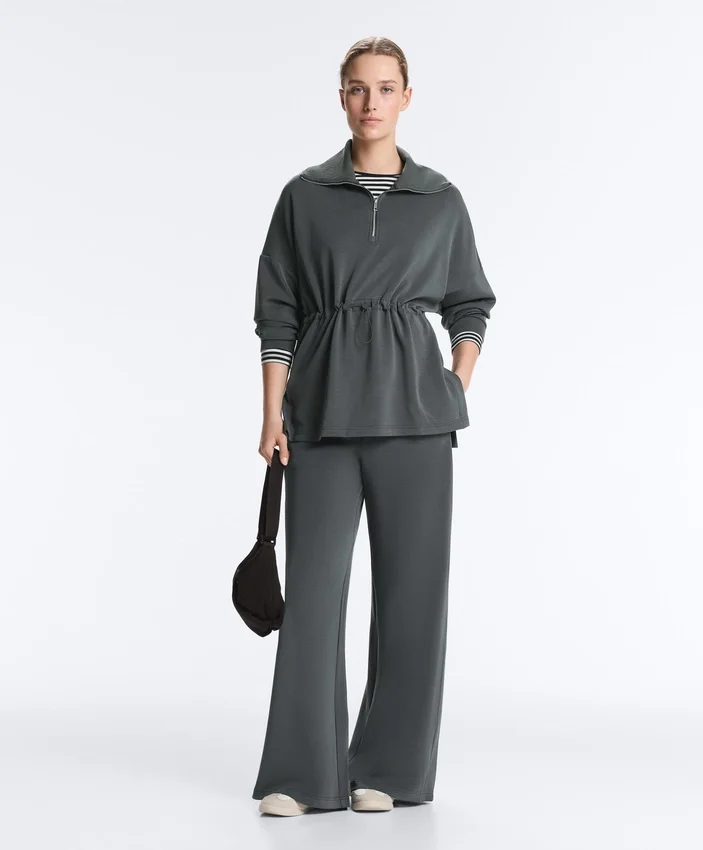 Mikina s polovičním zipem z materiálu Soft Touch modal Mikina s polovičním zipem z materiálu Soft Touch modal