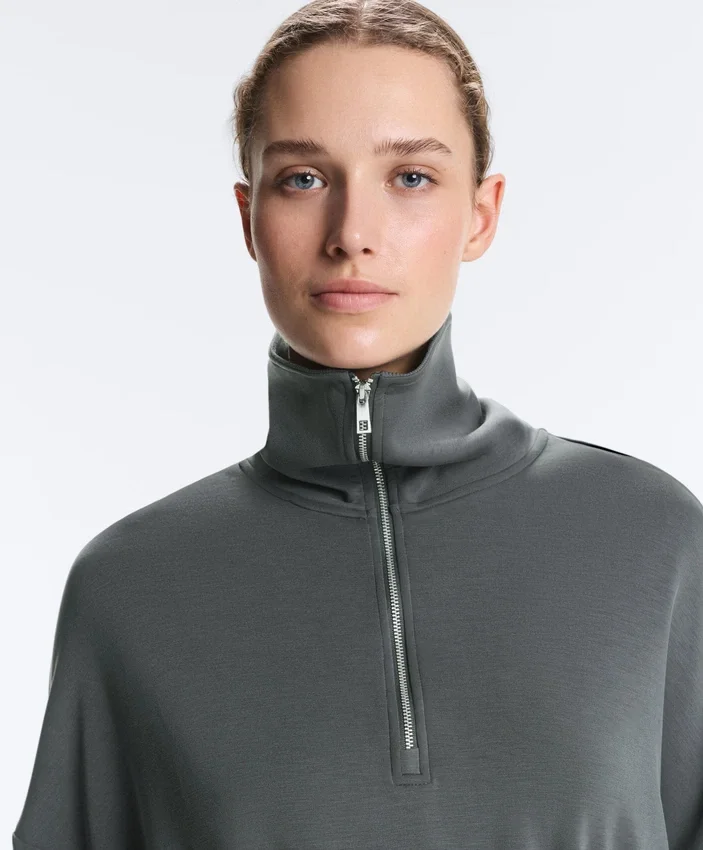 Mikina s polovičním zipem z materiálu Soft Touch modal Mikina s polovičním zipem z materiálu Soft Touch modal