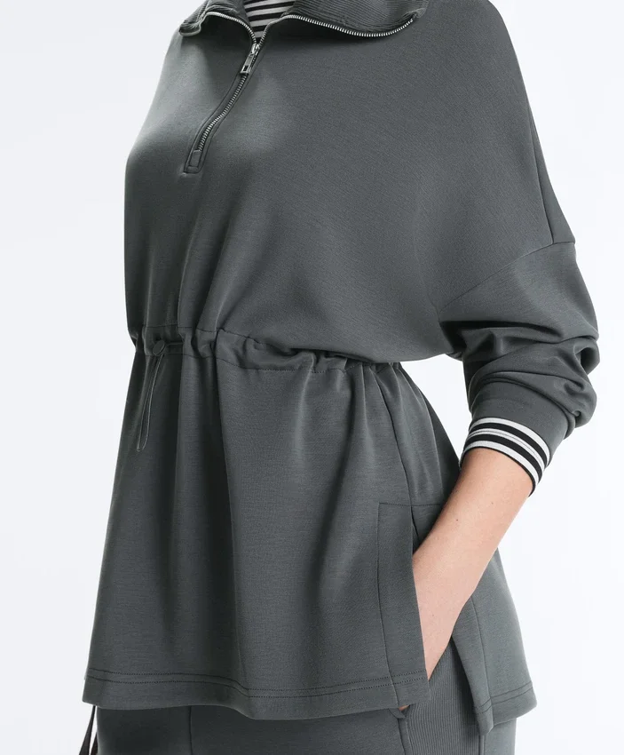 Mikina s polovičním zipem z materiálu Soft Touch modal Mikina s polovičním zipem z materiálu Soft Touch modal