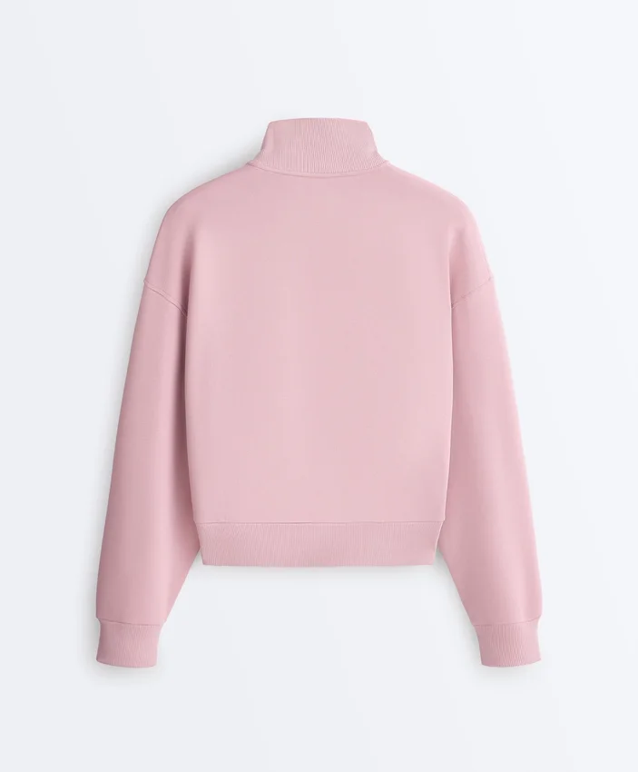 Mikina s vysokým límcem a zipem z piké s bavlnou Mikina s vysokým límcem a zipem z piké s bavlnou