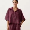 Oversize košile s krátkým rukávem ze 100 % lnu Oversize košile s krátkým rukávem ze 100 % lnu
