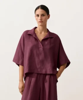 Oversize košile s krátkým rukávem ze 100 % lnu