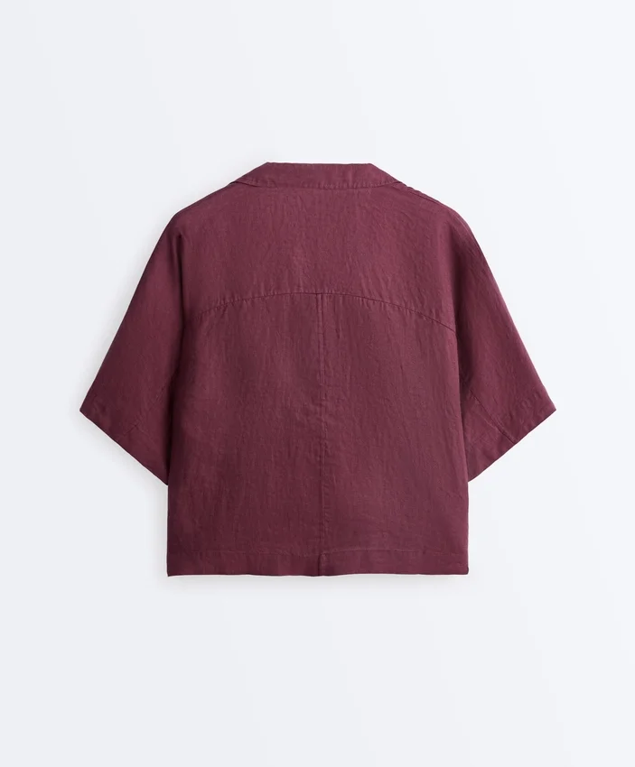 Oversize košile s krátkým rukávem ze 100 % lnu Oversize košile s krátkým rukávem ze 100 % lnu