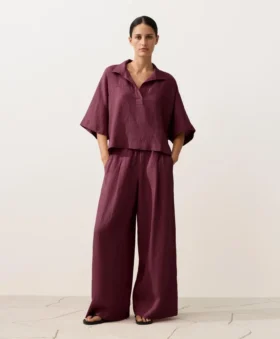 Oversize košile s krátkým rukávem ze 100 % lnu