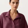 Oversize košile s krátkým rukávem ze 100 % lnu Oversize košile s krátkým rukávem ze 100 % lnu