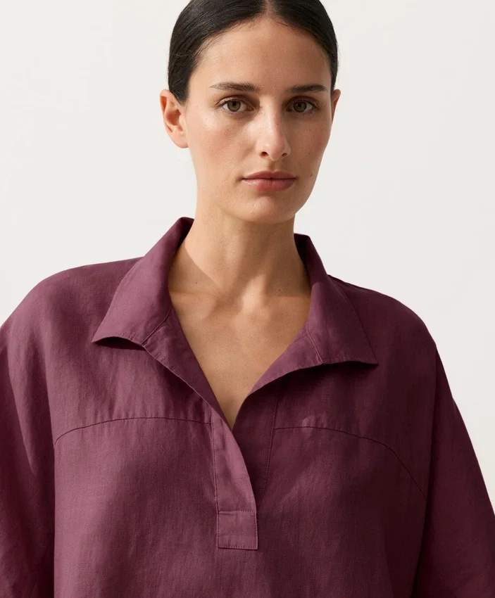 Oversize košile s krátkým rukávem ze 100 % lnu Oversize košile s krátkým rukávem ze 100 % lnu