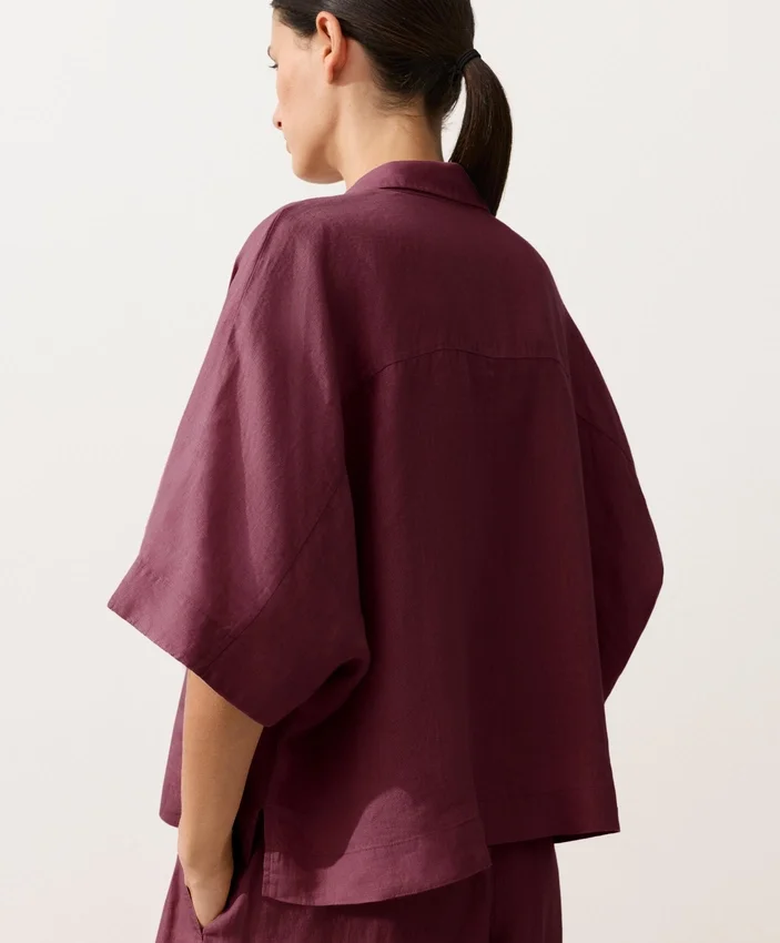 Oversize košile s krátkým rukávem ze 100 % lnu Oversize košile s krátkým rukávem ze 100 % lnu