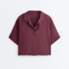 Oversize košile s krátkým rukávem ze 100 % lnu Oversize košile s krátkým rukávem ze 100 % lnu