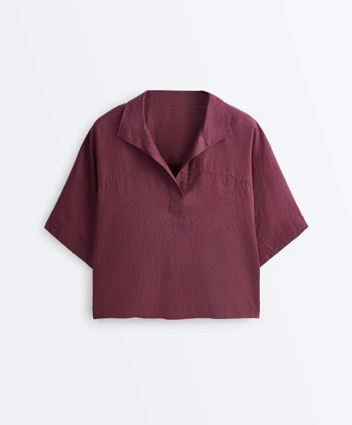 Oversize košile s krátkým rukávem ze 100 % lnu Oversize košile s krátkým rukávem ze 100 % lnu