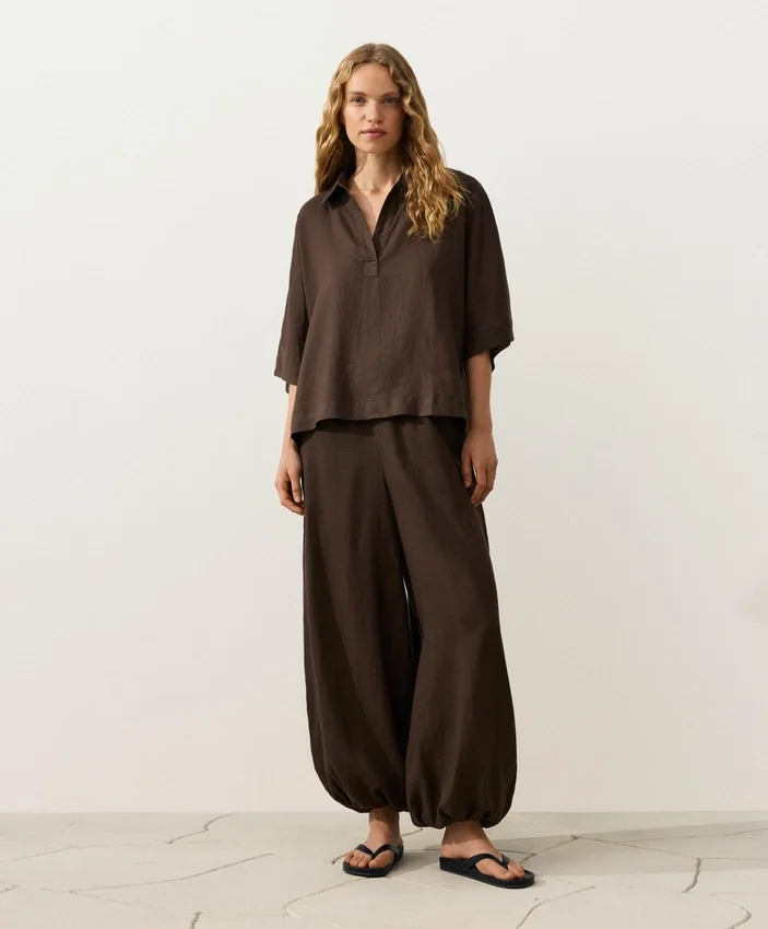 Oversize košile s krátkými rukávy ze 100% lnu Oversize košile s krátkými rukávy ze 100% lnu