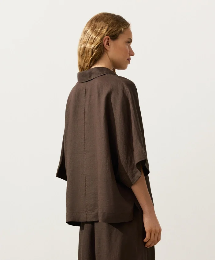 Oversize košile s krátkými rukávy ze 100% lnu Oversize košile s krátkými rukávy ze 100% lnu