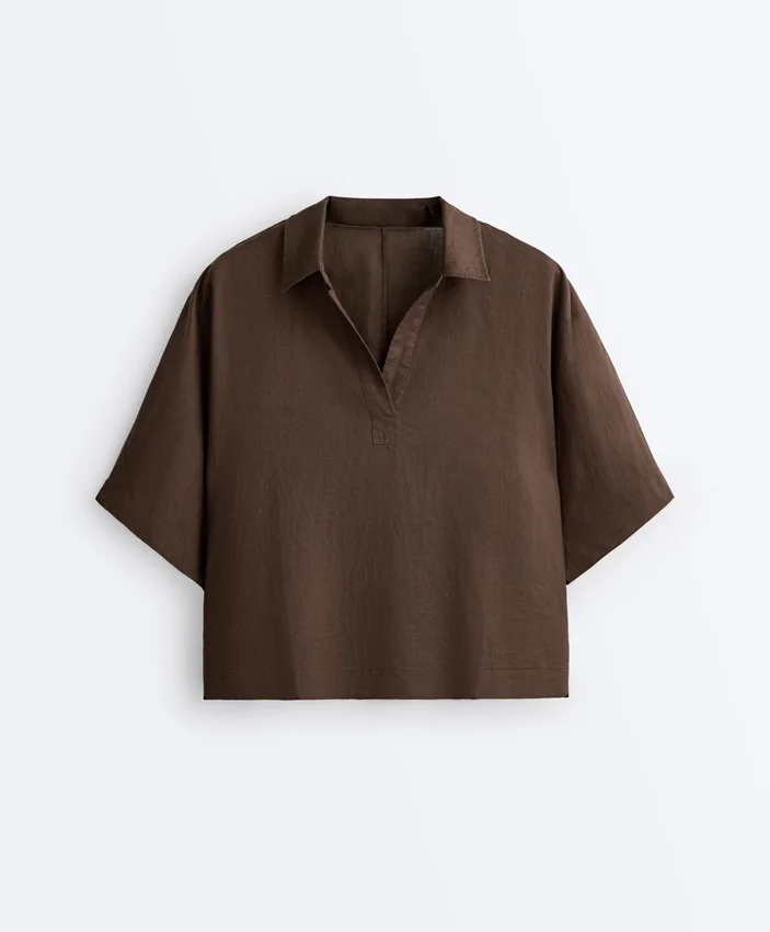 Oversize košile s krátkými rukávy ze 100% lnu Oversize košile s krátkými rukávy ze 100% lnu