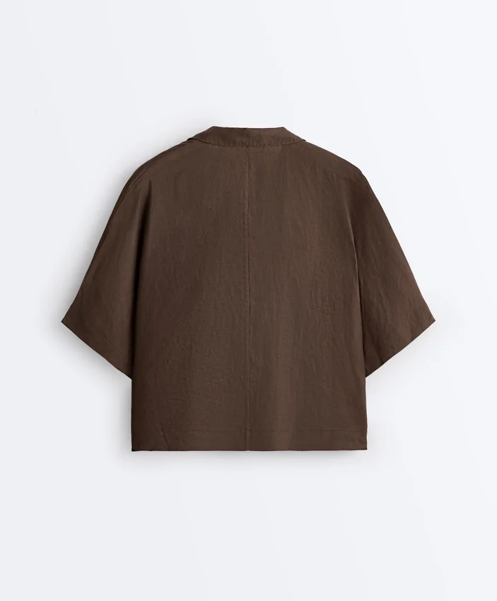 Oversize košile s krátkými rukávy ze 100% lnu Oversize košile s krátkými rukávy ze 100% lnu
