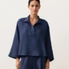 Oversize polokošile s dlouhým rukávem ze 100 % lnu