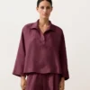Oversize polokošile s dlouhým rukávem ze 100 % lnu