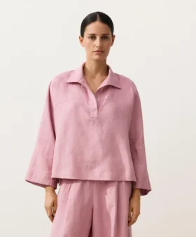 Oversize polokošile s dlouhým rukávem ze 100 % lnu
