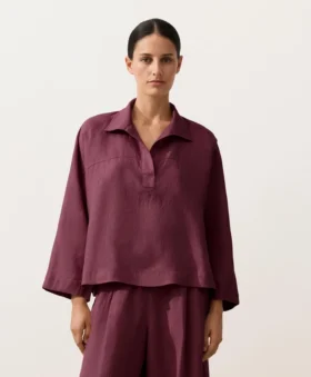 Oversize polokošile s dlouhým rukávem ze 100 % lnu